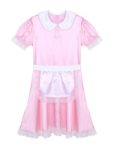 Mens Cosplay Costume Sissy Maid Dress Shiny Satin Lingerie Crossdress Nightwear - 第 53/64 張圖片