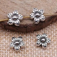 40pcs 8x8x4mm Alloy Pendant Flower Charms Beads Spacer Beads Charm EF3808