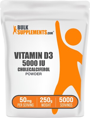 BulkSupplements Vitamin D3 Powder 250g - 125mcg of Vit D3 Per Serving