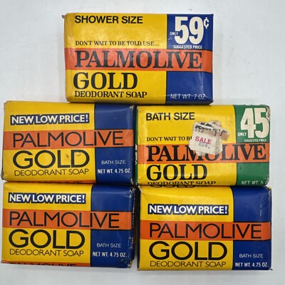 Vintage Lot Of Palmolive Gold Deodorant Bar Soap 4.75oz - 7oz NOS