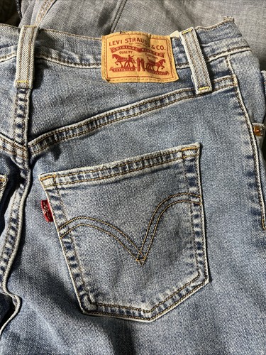 Levi's Ribcage Bell Flare Jeans Women's Sz 26 L29 Medium Wash Denim Distressed - Picture 5 of 15