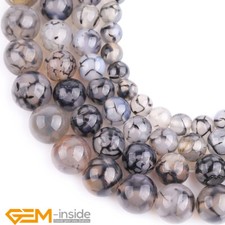 Black Dragon Veins Agate Gemstone Dyed Round Loose Spacer DIY Beads 15" 6MM-14MM