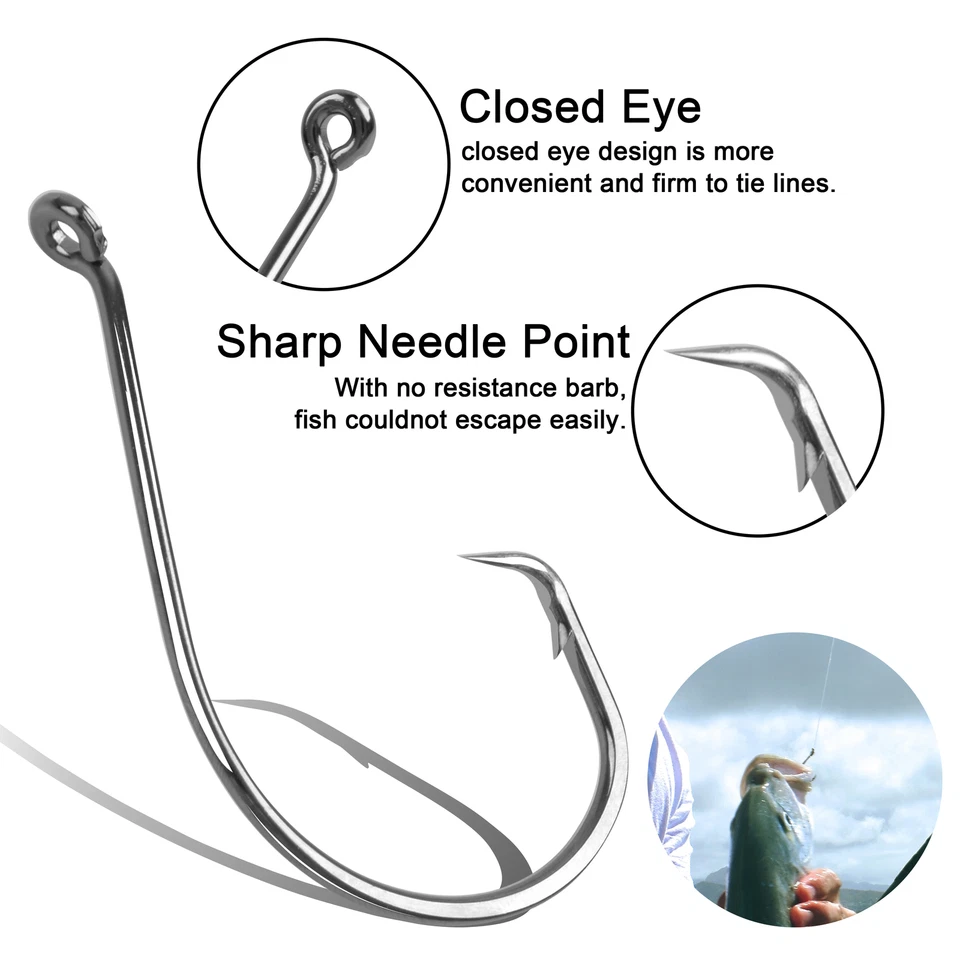 100pcs 7384 2X Strong Offset Sport Circle Fishing Hooks Black Octopus Fish Hooks - Image 4 of 4