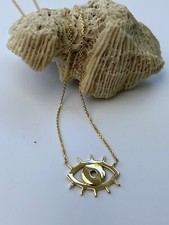 14k gold Evil Eye Necklace, Amulet Pendant