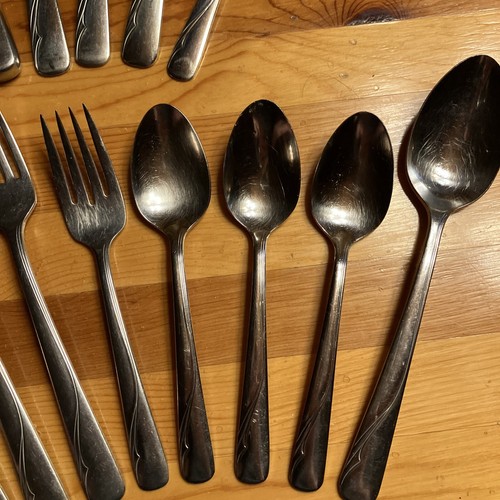 Set of 19 Oneida OCEANIC Stainless Glossy Flatware with Serving Ladle Fork Spoon - Picture 6 of 9