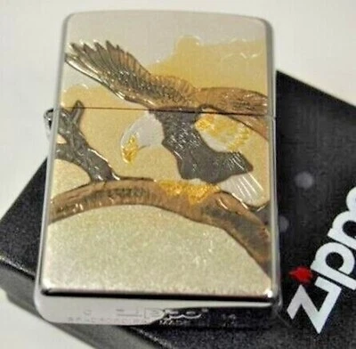 Zippo Japanese Hawk Electroformed Plate Brass Silver Lighter Japan Limited New