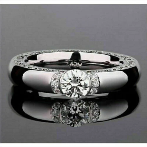 3Ct Round Cut Lab-Created Diamond 14K White Gold Plated Unique Wedding Band Ring