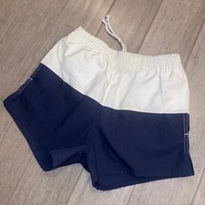 Vtg 70s 80s Swim Trunks Athletic Navy White Running Shorts 3" NOS NEW Mens Small
