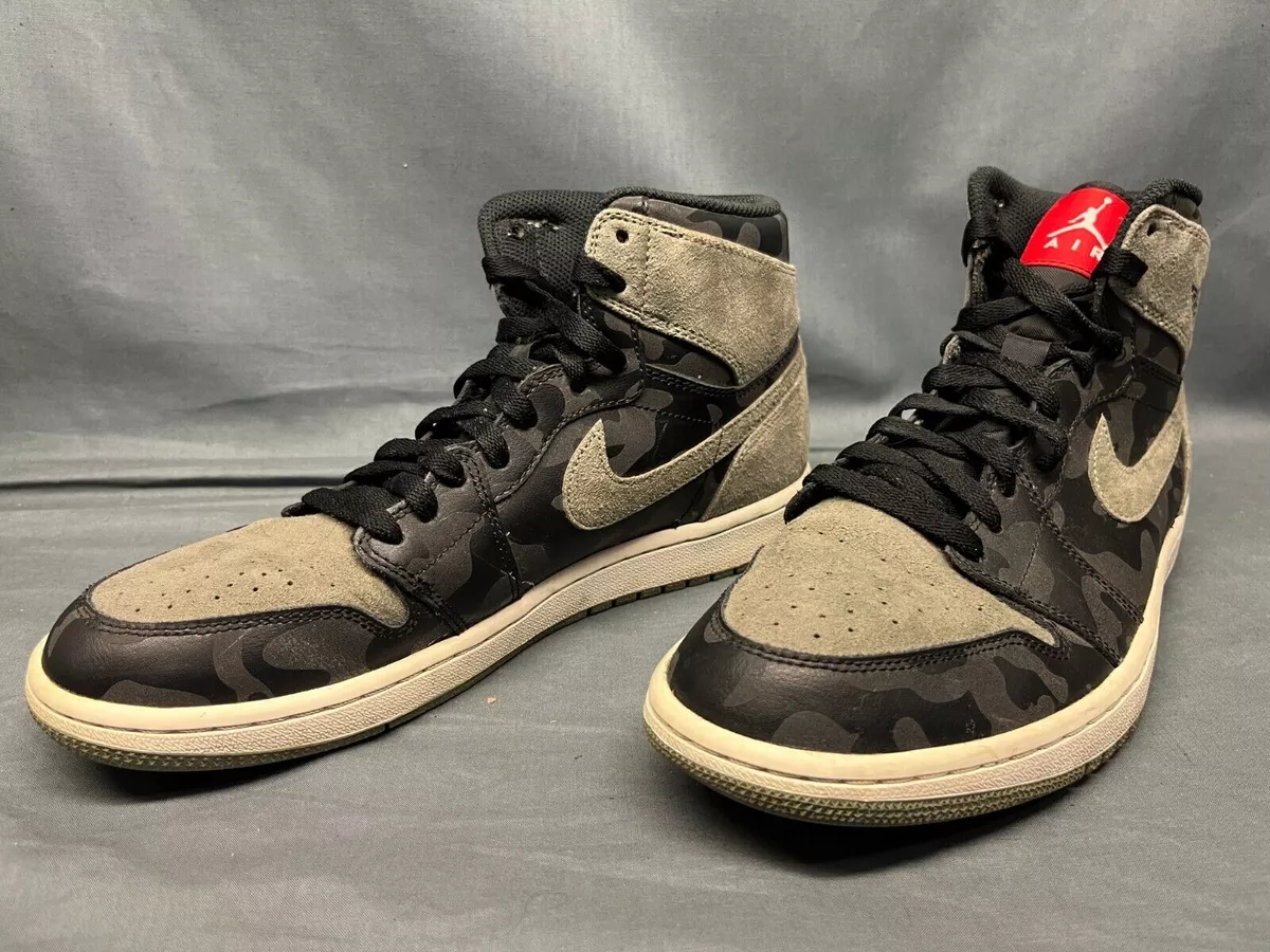 Jordan 1 Retro High Premium Mens 10 Shadow Camo Gray White Black