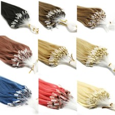 Micro Ring Loop Real Human Hair Extensions Micro Beads Link Russian Hair 16-26in