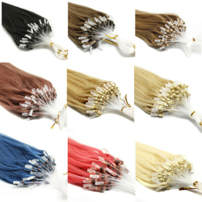 Micro Ring Loop Real Human Hair Extensions Micro Beads Link Russian Hair 16-26in