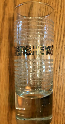 Hershey s Shot Gass  4 1/2'' Tall Shot Glass Glitter Embossed 3 Ounces