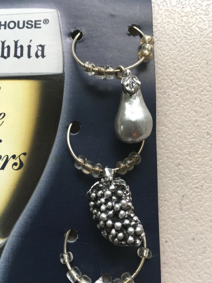 CONJUNTO DE MARCADORES DE BEBIDA DE COPA DE VINO "6" "DELLAROBBIA" DIJES IDENTIFICACIÓN DE CÓCTELES #N Foto 2 de 4