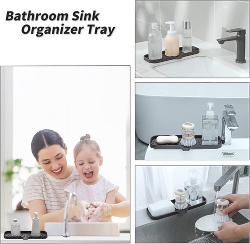 Silicone Bathroom Soap Dish with Drain Spout Kitchen Sink Organizer Sponge Ho... - Picture 5 of 11