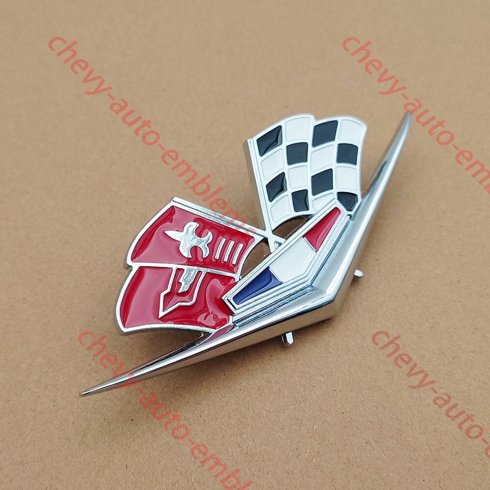 2Pcs Siver Fits 1962 1963 Impala 327 409 Front Fender Emblems