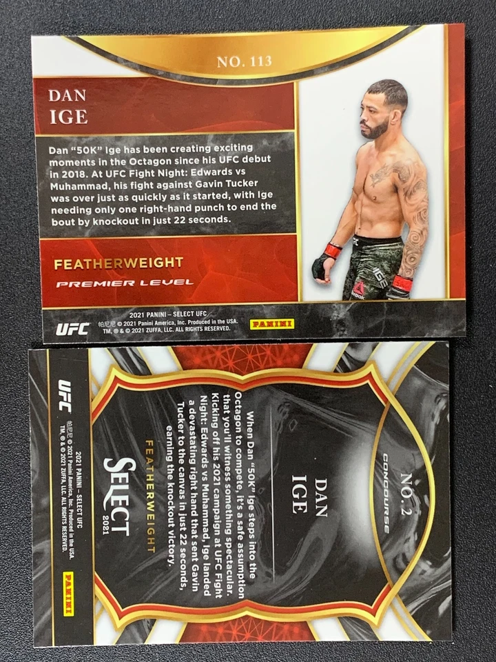 Dan Ige #2 + Dan Ige #113 Panini Select 2021 Rookie UFC Card  2021 - Image 2 of 2