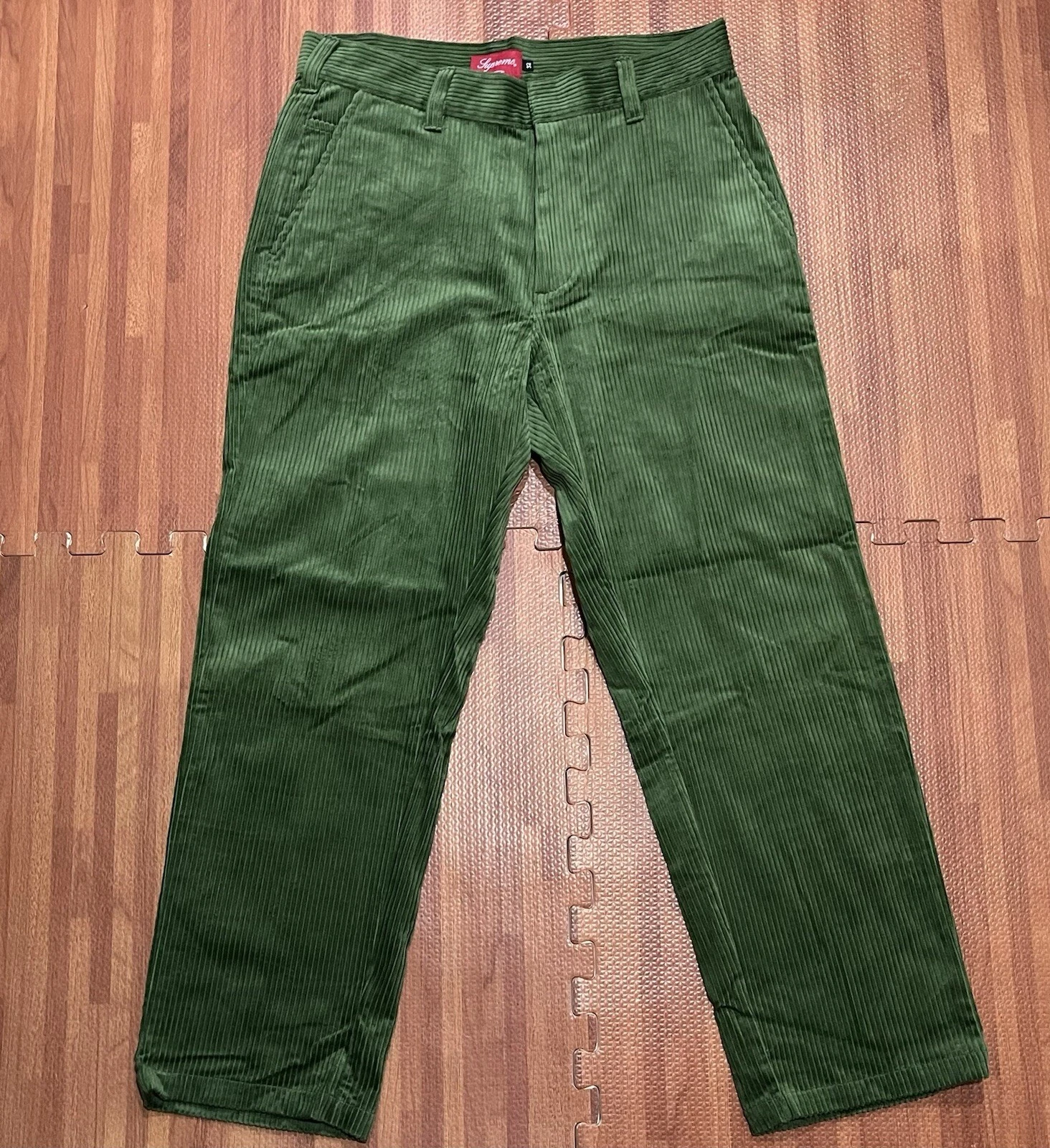 Pantalon velours côtelé vert Supreme homme taille 32x28 coupe ample classique
