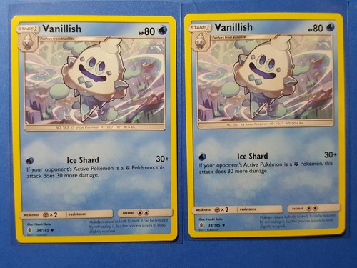 4x Vanillish 34/145, 4x Vanillite 33/145 Pokemon TCG card SM Guardians Rising NM - Picture 2 of 4