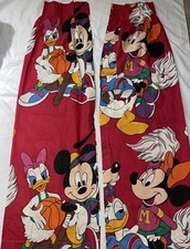 Set of 2 Vintage Disney Curtain Panels Mickey Minnie Daffy Daisy Sports 40 x 62