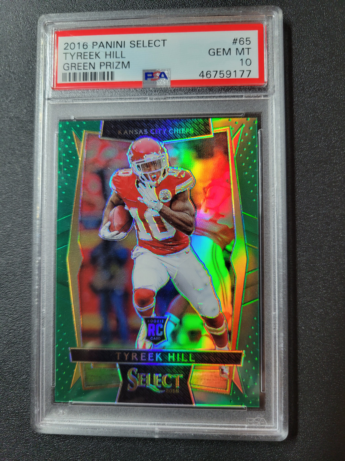 Tyreek Hill Panini Select #65 Green Prizm