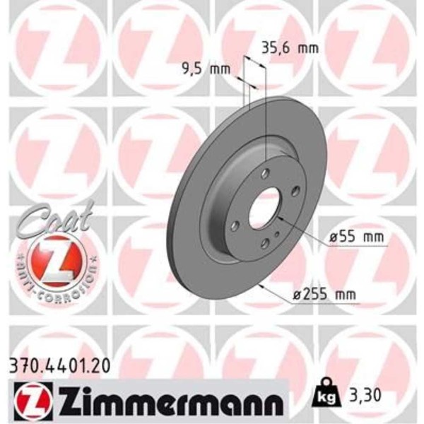 Zimmermann 2X Bremsscheibe Hinten Ø255 Mm Voll FüR Mazda MX-5 IV ND 1.5-image