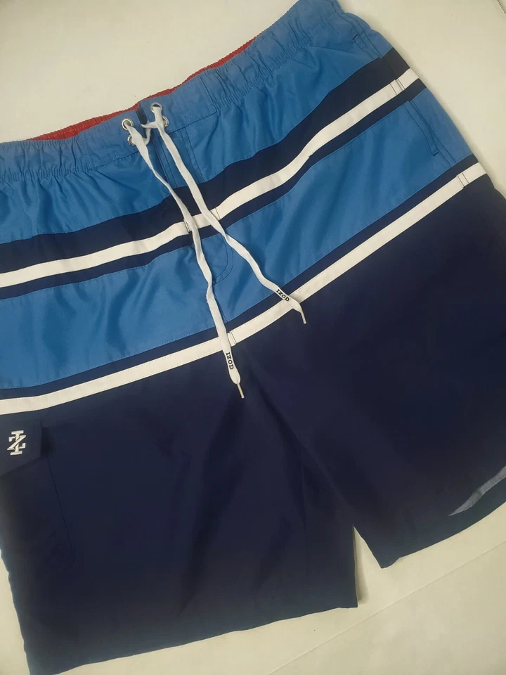  Bañador IZOD para hombre azul y blanco color bloque calzoncillo forrado XXL Foto 2 de 4