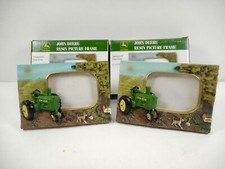 John Deere Resin Picture Frames Hand Painted Farm Scene 2" x 3" Lot Of Two