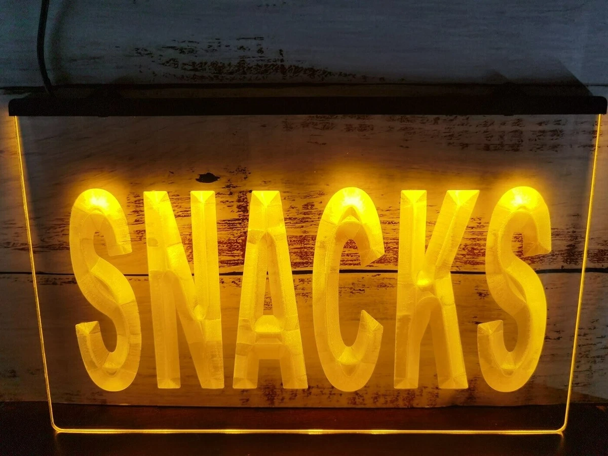 Snacks Bar Shop LED Neon Light Sign Cafe Pub Display Open Signage