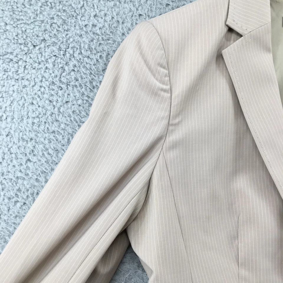 Blazer Traje Chaqueta Ann Taylor Mujer 8 Beige Mezcla Lana Un Botón Muesca Solapa Foto 4 de 4