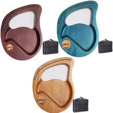 24-String Harp Lyre Harp Solid Wood Mahogany Lyre Harp With Pick Strings Bag US