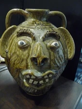 CHARLES LISK Rare ALKALINE GLAZE FACE JUG - VALE NC POTTER