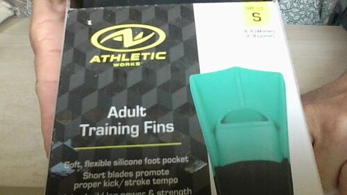 NEW! Athletic Works Adult Training Fins Teal Swim Flippers Sz S/4-6W & 2-4JRS