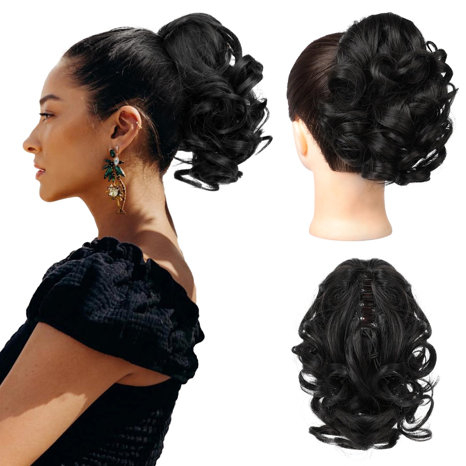 9-Inch Short Curly Wavy Ponytail Extension with Claw Clip for Natural Volume