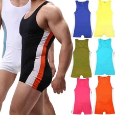 Mens One Piece Bodywear Wrestling Singlet Struggles Sexy Jockstrap Underwear