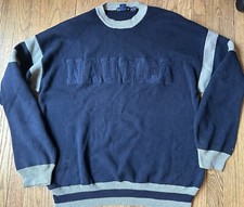Nautica Big Logo Men  s X-LARGE Heavyweight Knit Jumper Sweater Preppy Nautical
