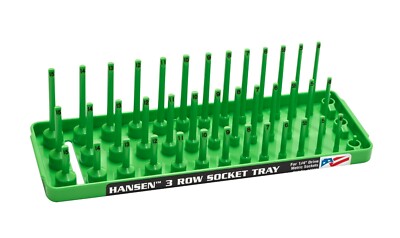 Hansen Global 14043 1/4'' Dr. 3-Rail METRIC Socket Organizer GREEN