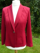 Hudson & Onslow Red Jacket Size 12 Long Sleeve Part Lined Polyester/viscose Vgc