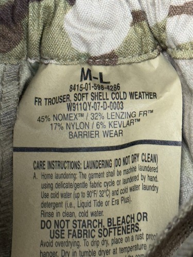 OCP Multicam FR GEN3 L5 Trousers Soft Shell Cold Weather Pants | Medium Long NWT - Picture 9 of 11