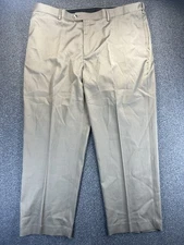 Savane Khaki Pants Mens Sz 44x30 Motion Expandable Waist Flat Front Brown NWT