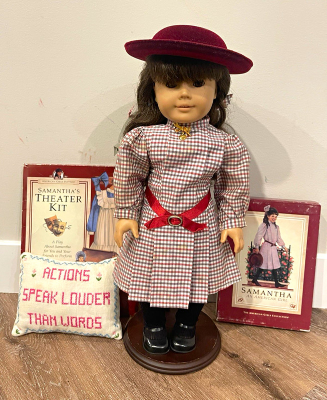 Rare pleasant Co. American Girl Samantha 18 in Doll w/ accessories, books, ect.