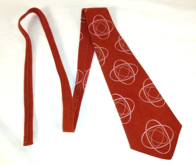 Vtg 40s 50s Butter Soft Red Suede Neck Tie W/ Atomic Motif Orbital Atom Shapes