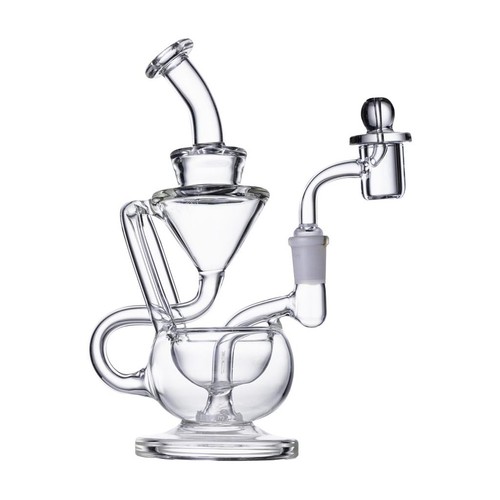 Tubo acqua grado umano 8" riciclatore 1A ACCENTI CHIARI/VERDI vetro boro fatto a mano - Foto 2 di 5
