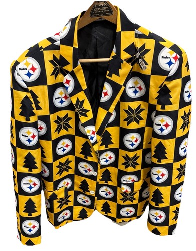 Pittsburgh Steelers Blazer Uomo Natale 46 Nero Oro Terribili Asciugamani Ventaglio