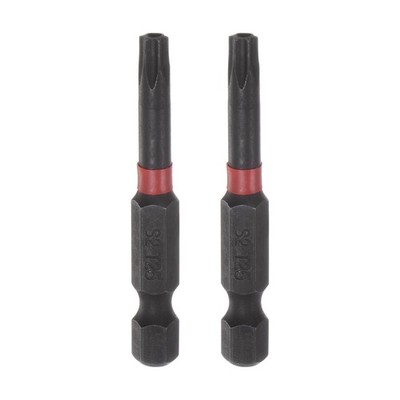 2pcs T25 Magnetic Security Impact Torx Screwdriver Bit 1/4'' Hex Shank 2'' Length