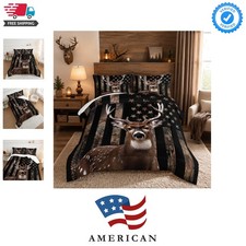 Deer Hunting Camo Comforter,Hunter Bedding Set American Flag Comforter Queen ...