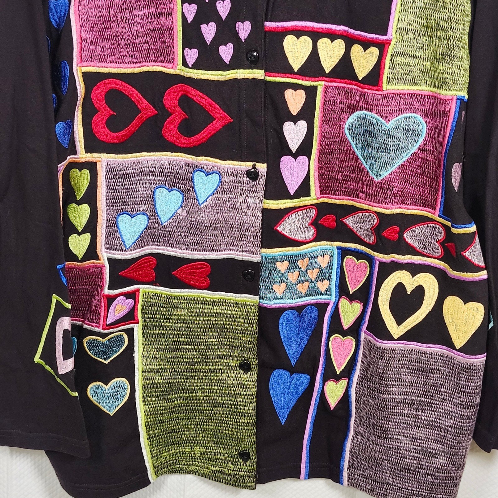 Michael Simon Lite Patchwork Heart Embroidered Bu… - image 6