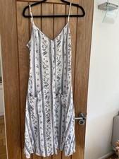 Reformation parke blue and white floral linen midi dress large