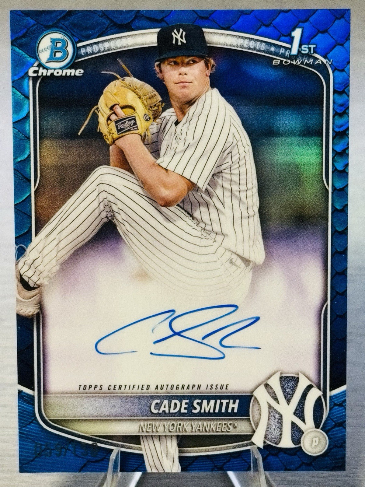 💫⚾️CADE SMITH 2025 Bowman Chrome 1st Blue Reptilian Refractor Auto /150!!!⚾️💫