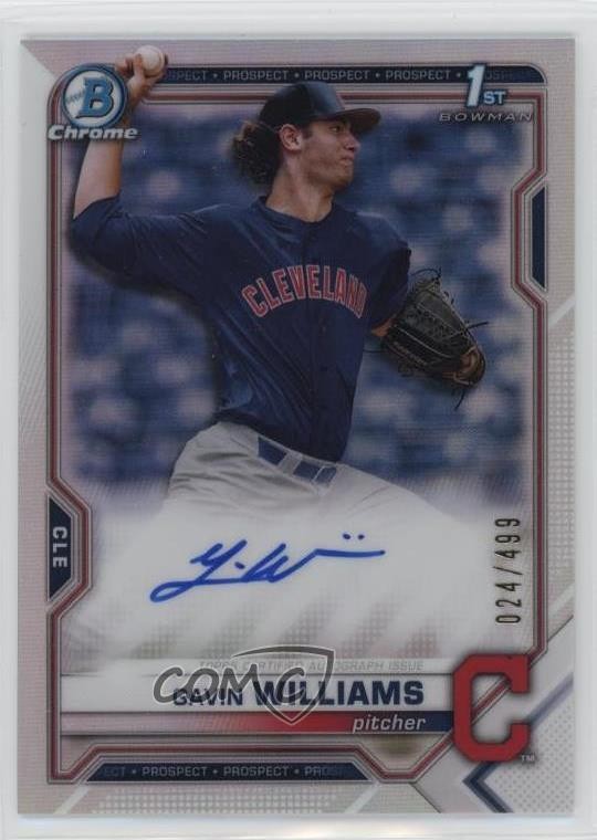 2021 Bowman Draft Chrome Pick Refractor 24/499 Gavin Williams #CDA-GW Auto 3hd