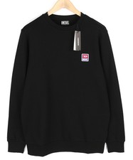 Felpa DIESEL S-Gir-Div-P Da Uomo L Nera Con Collo A Giro PULL ON RRP€100